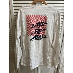 Vans V66 Off The Wall Psychedelic White Long Sleeve Tshirt Salmon Checkers NWOT